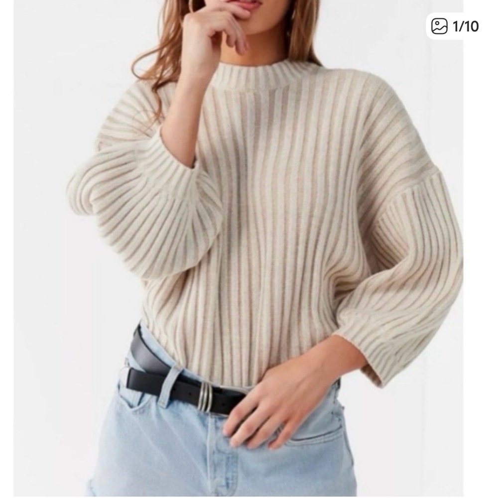 Princess Polly Beige Ribbed Cowl‎ Sweater